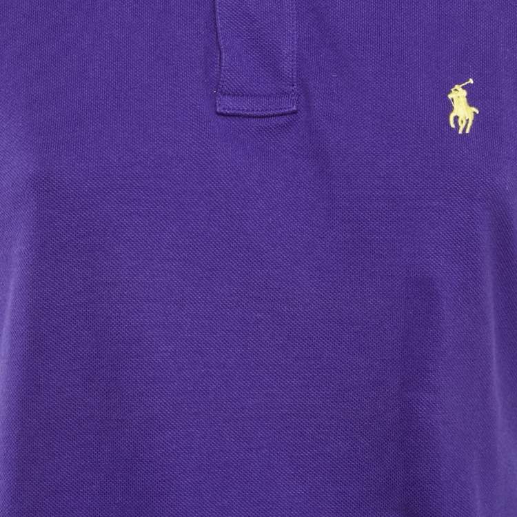 Pre Owned Polo Ralph Lauren Purple Cotton Pique Skinny Polo T-Shirt L