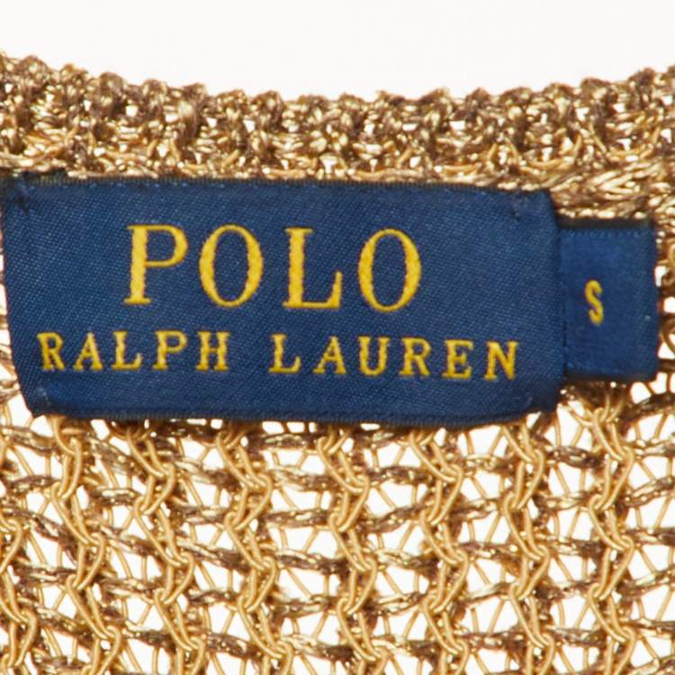 Pre Owned Polo Ralph Lauren Metallic Knit Fringed Top S