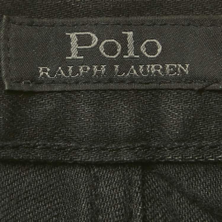 Pre Owned Polo Ralph Lauren Black/Red Side Stripe Denim Jeans M Waist 30"