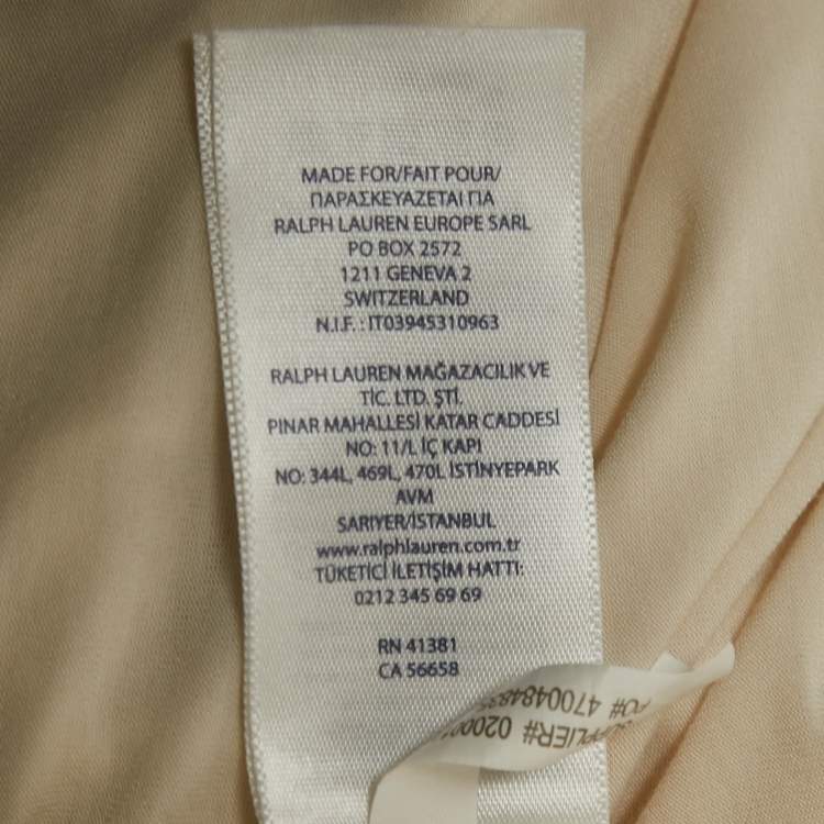 Pre Owned Polo Ralph Lauren Off-White Jersey Long Sleeve Midi Dress S
