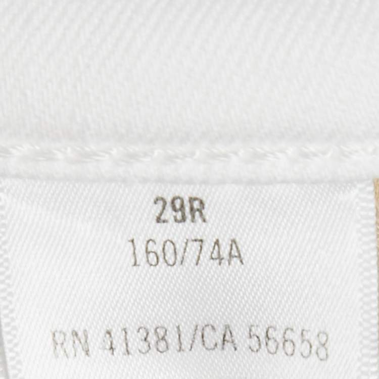 Pre Owned Polo Ralph Lauren White Embroidered Denim Tompkins Skinny Jeans M Waist 29"