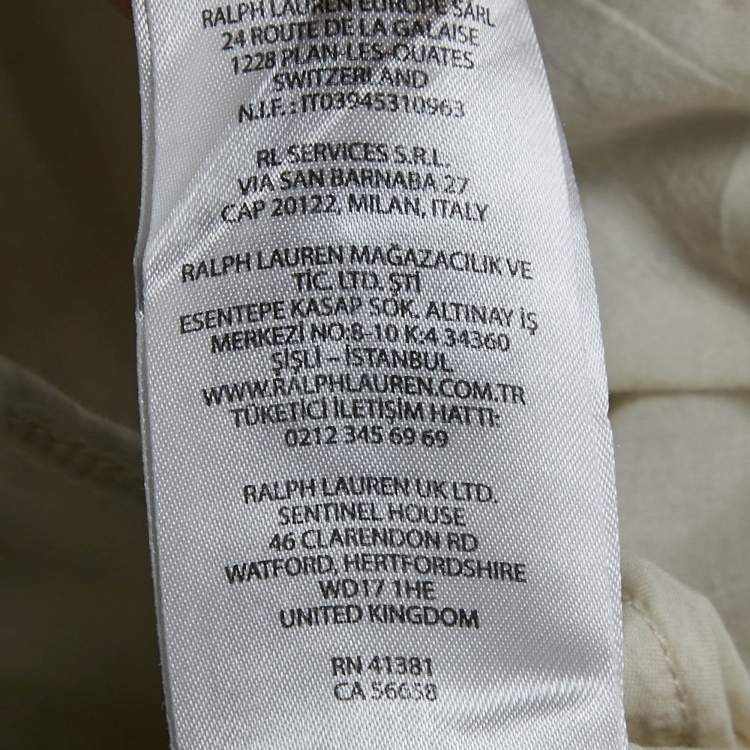 Pre Owned Polo Ralph Lauren Cream Cotton Wide Leg Trousers L