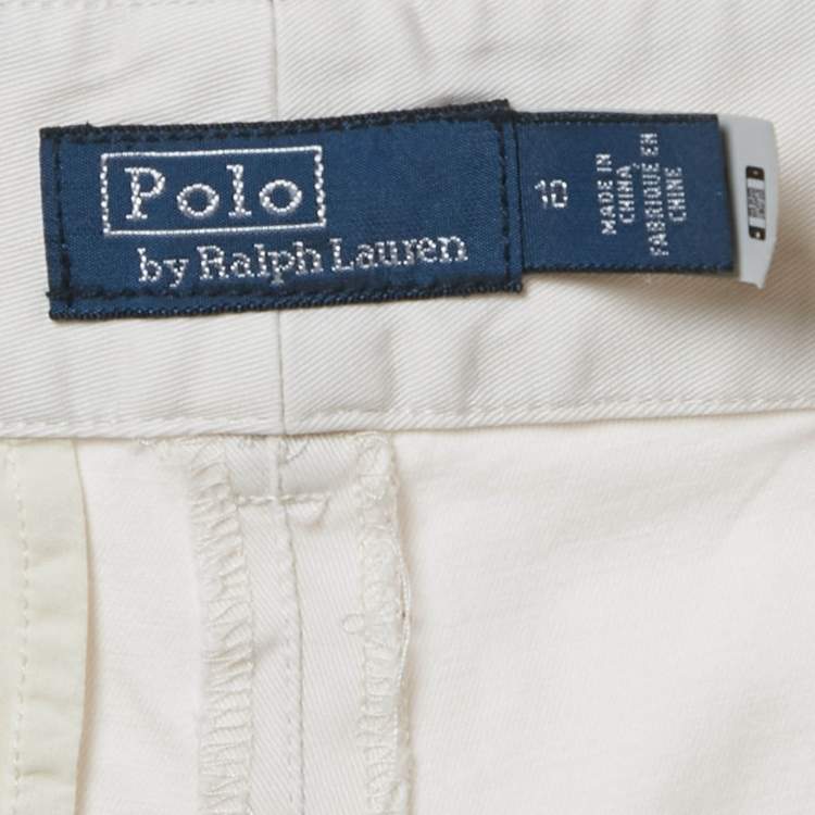 Pre Owned Polo Ralph Lauren Cream Cotton Wide Leg Trousers L