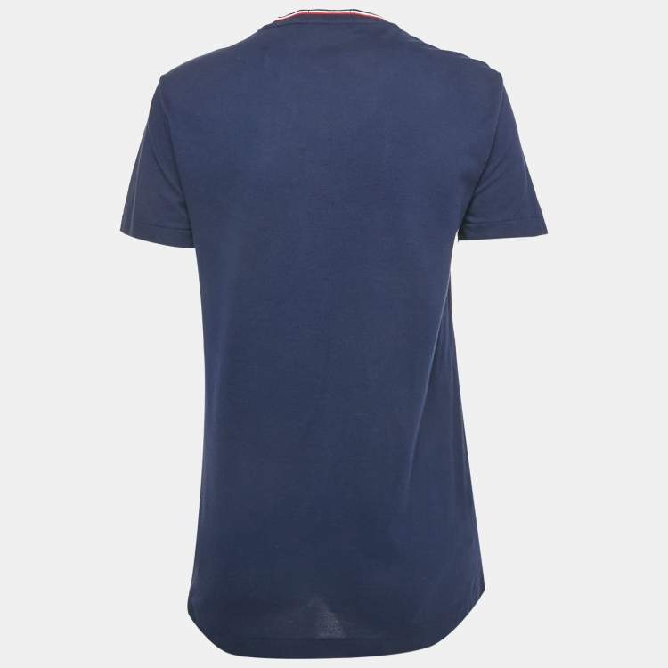 Pre Owned Polo Ralph Lauren Navy Blue Logo Embroidered Cotton Crewneck T-Shirt S