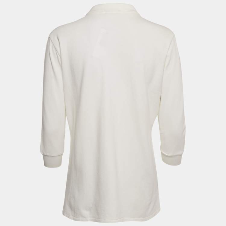 Pre Owned Polo Ralph Lauren Off-White Cotton Julie Polo T-Shirt XL