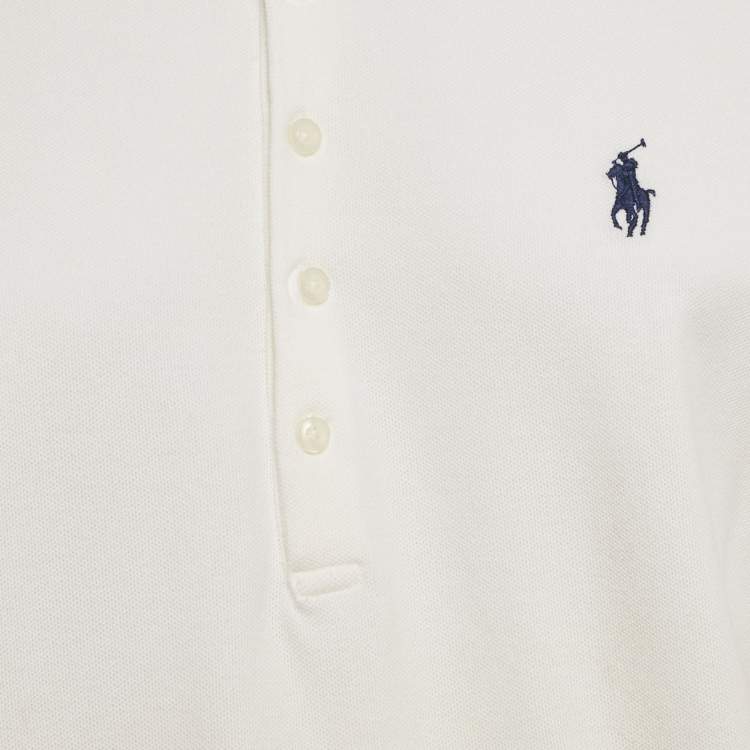 Pre Owned Polo Ralph Lauren Off-White Cotton Julie Polo T-Shirt XL
