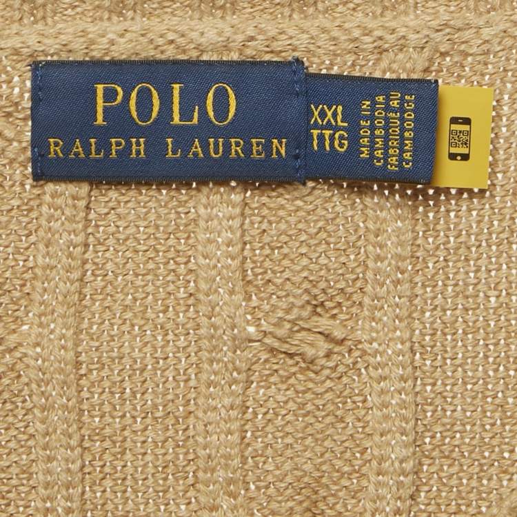 Pre Owned Polo Ralph Lauren Brown Cable Knit Sweater XXL  
