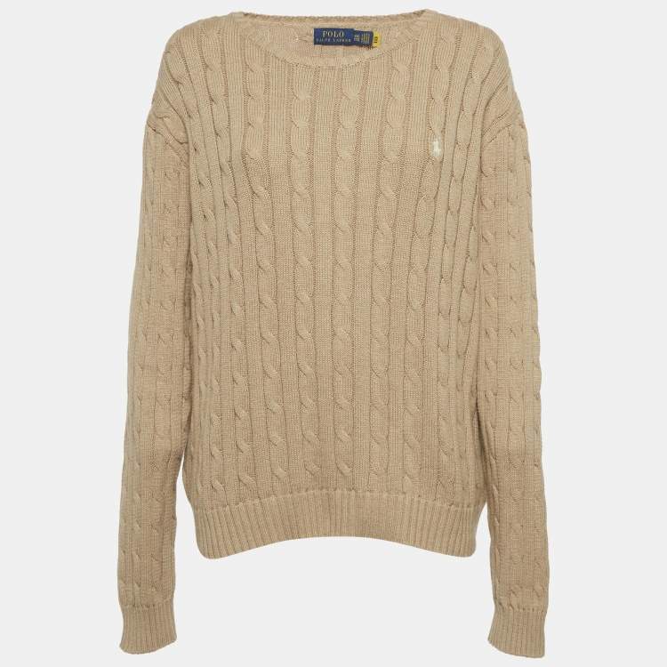 Pre Owned Polo Ralph Lauren Brown Cable Knit Sweater XXL  