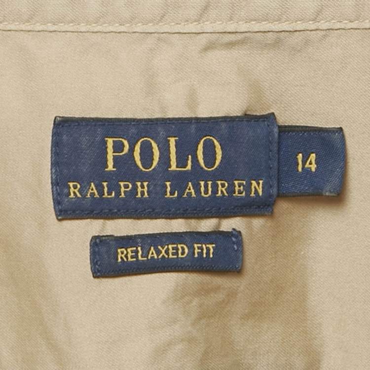 Pre Owned Polo Ralph Lauren Beige Logo Embroidered Cotton Relaxed Fit Shirt XL