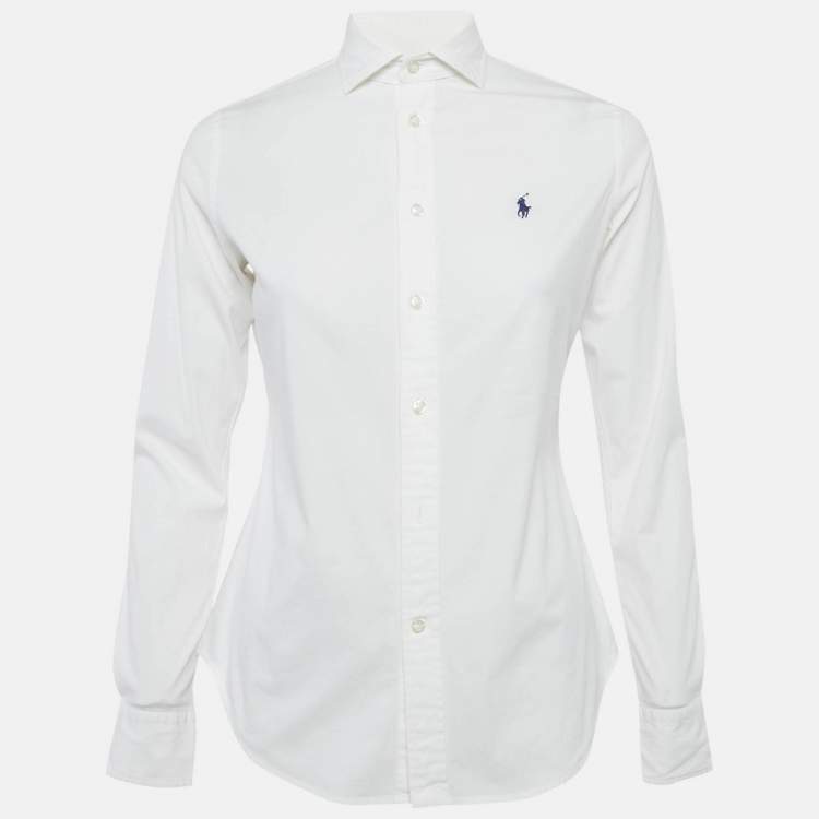 Pre Owned Polo Ralph Lauren White Cotton Button Front Slim Fit Shirt S