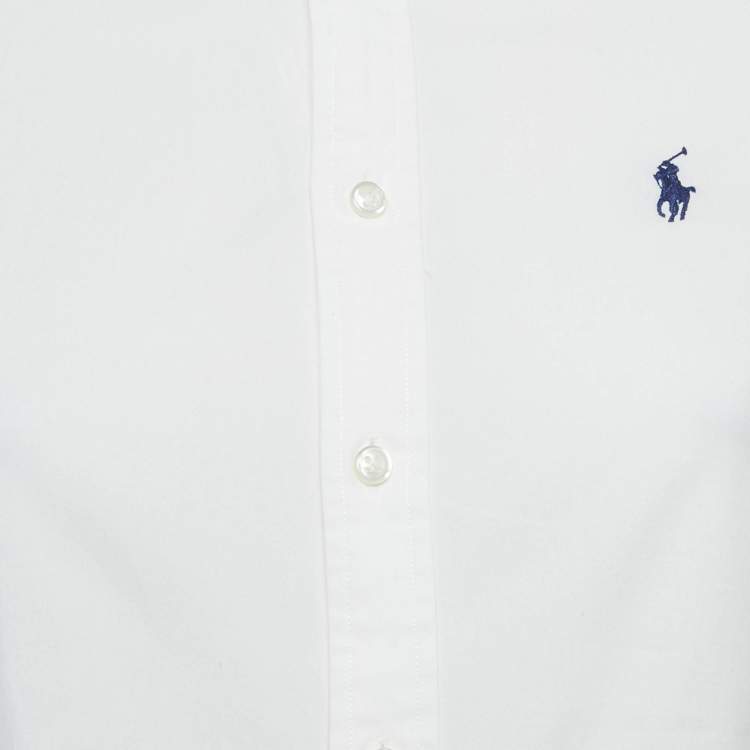 Pre Owned Polo Ralph Lauren White Cotton Button Front Slim Fit Shirt S