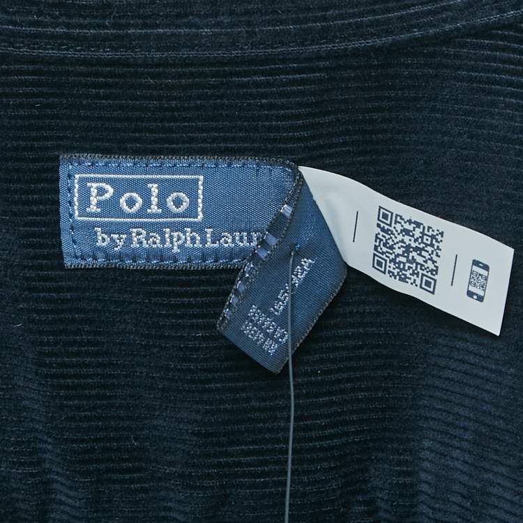 Pre Owned Polo Ralph Lauren Navy Blue Corduroy Shirt Short Dress M