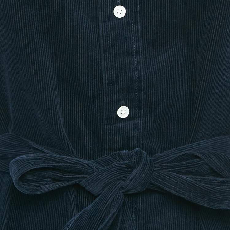 Pre Owned Polo Ralph Lauren Navy Blue Corduroy Shirt Short Dress M