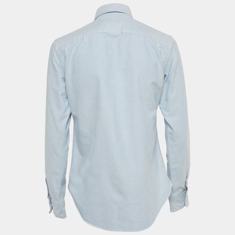 Pre Owned Polo Ralph Lauren Light Blue Logo Embroidered Cotton Shirt S