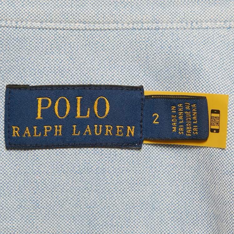 Pre Owned Polo Ralph Lauren Light Blue Logo Embroidered Cotton Shirt S