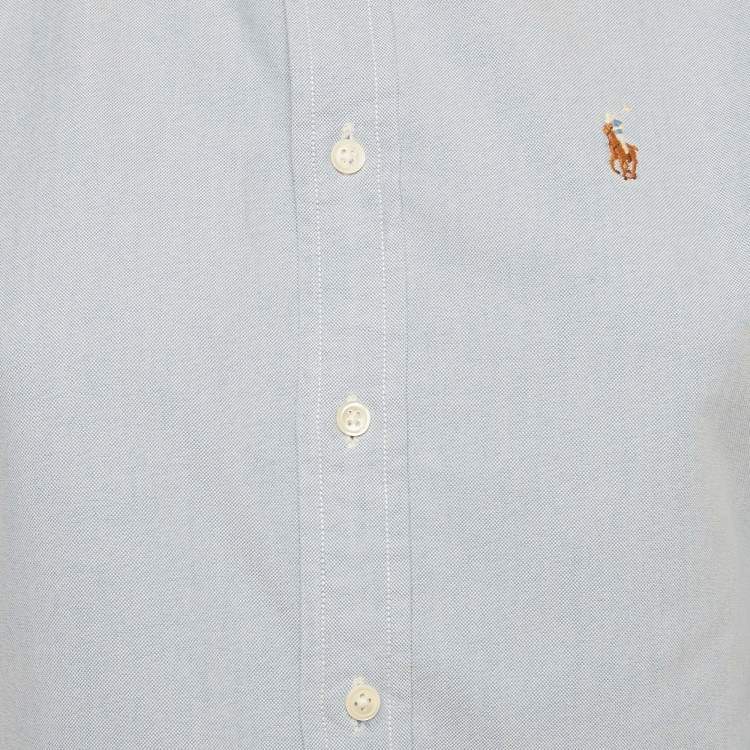 Pre Owned Polo Ralph Lauren Light Blue Logo Embroidered Cotton Shirt S