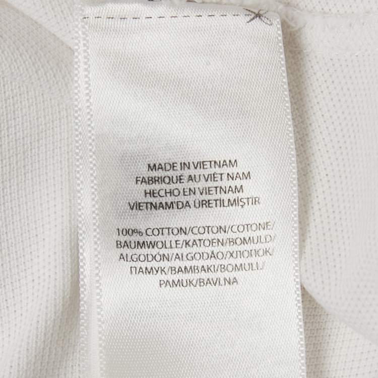 Pre Owned Polo Ralph Lauren White Logo Print Cotton Classic Fit Polo T-Shirt M