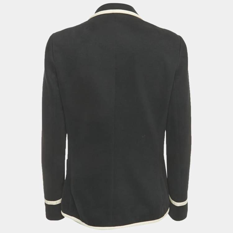 Pre Owned Polo Ralph Lauren Black Logo Embroidered Cotton Blend Blazer M 