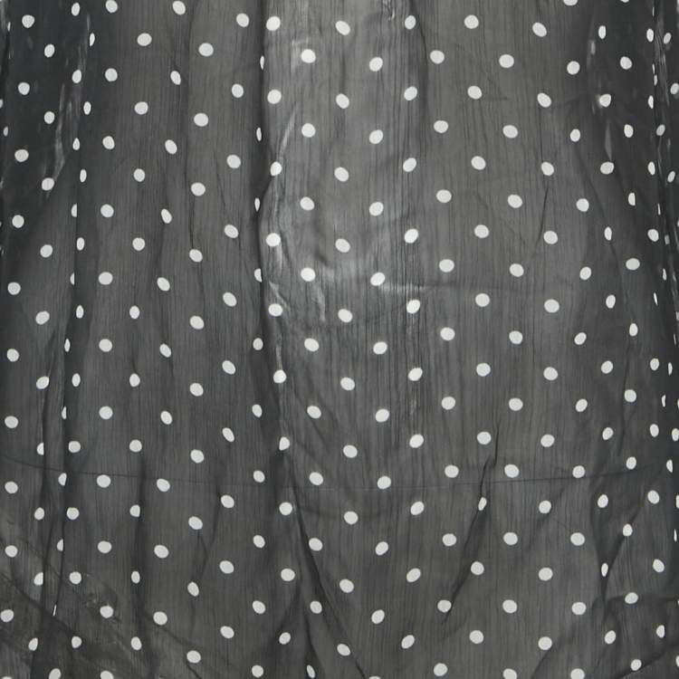 Pre Owned Polo Ralph Lauren Black Polka Dot Georgette Sheer Blouse L 