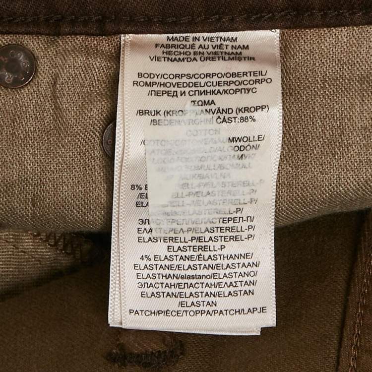 Pre Owned Polo Ralph Lauren Brown Animal Print Denim Tompkins Skinny Jeans S Waist 26"