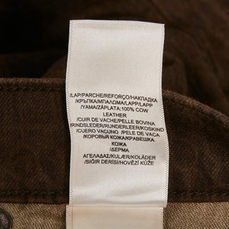 Pre Owned Polo Ralph Lauren Brown Animal Print Denim Tompkins Skinny Jeans S Waist 26"