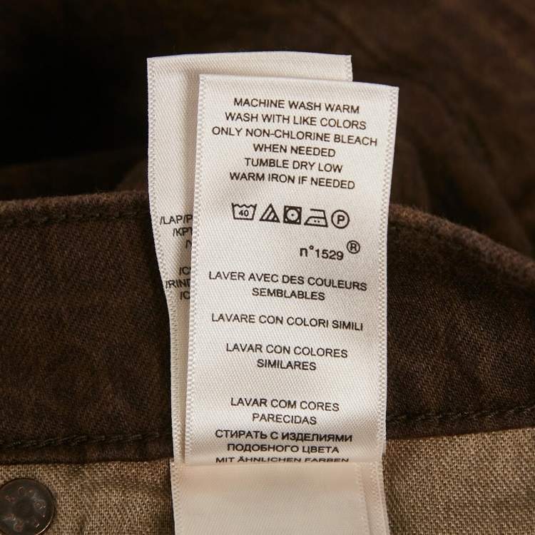 Pre Owned Polo Ralph Lauren Brown Animal Print Denim Tompkins Skinny Jeans S Waist 26"