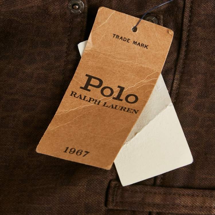 Pre Owned Polo Ralph Lauren Brown Animal Print Denim Tompkins Skinny Jeans S Waist 26"