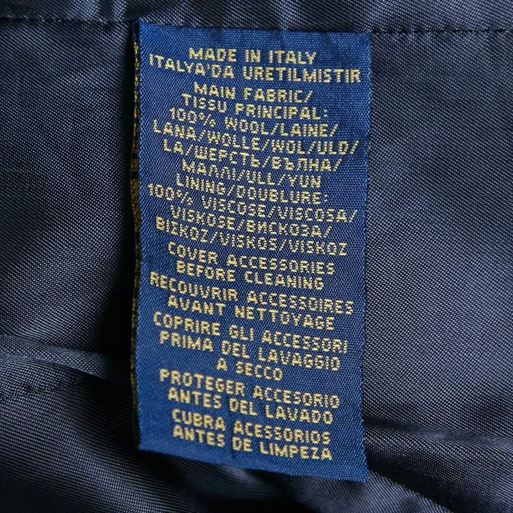 Pre Owned Polo Ralph Lauren Navy Blue Embroidered Wool Single Breasted Blazer M 