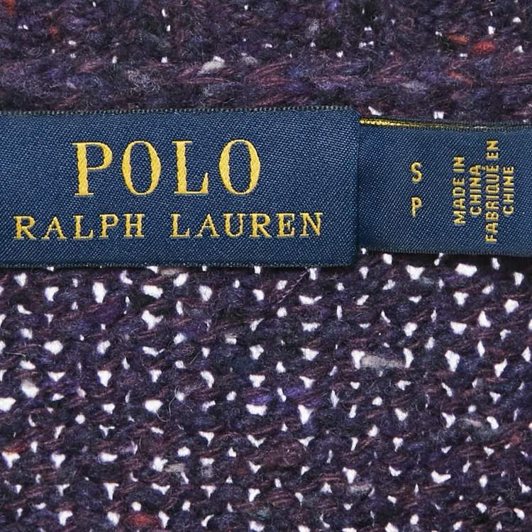 Pre Owned Polo Ralph Lauren Purple Logo Intarsia Wool Knit Sweater S