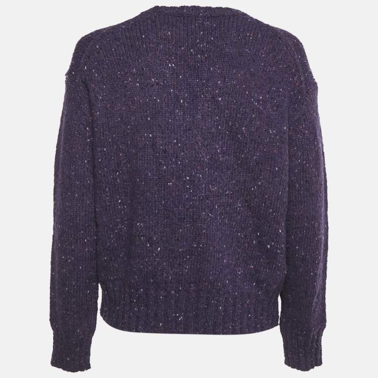 Pre Owned Polo Ralph Lauren Purple Logo Intarsia Wool Knit Sweater S