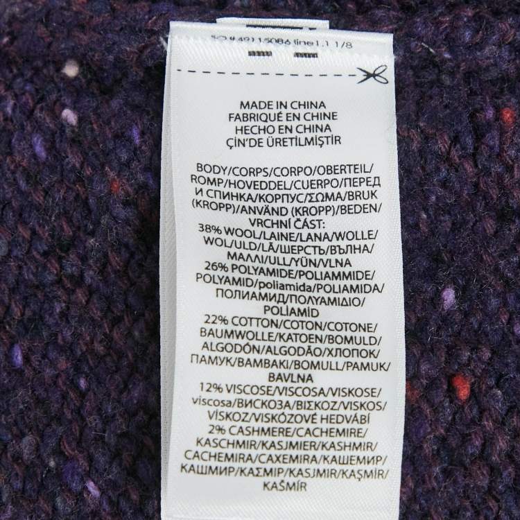 Pre Owned Polo Ralph Lauren Purple Logo Intarsia Wool Knit Sweater S