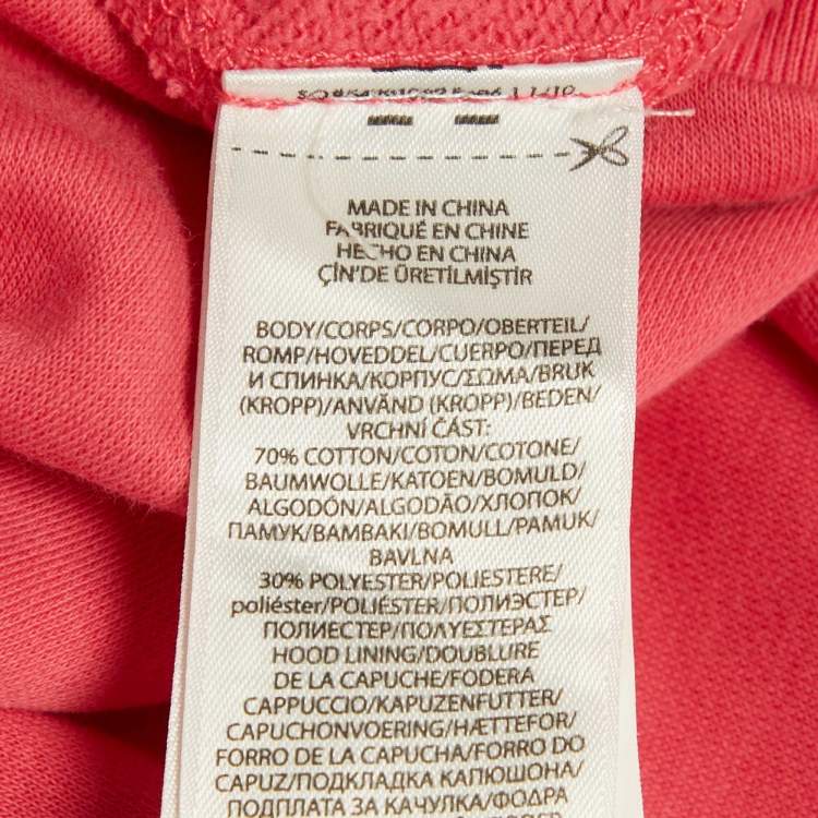 Pre Owned Polo Ralph Lauren Pink Logo Embroidered Cotton Blend Hoodie L
