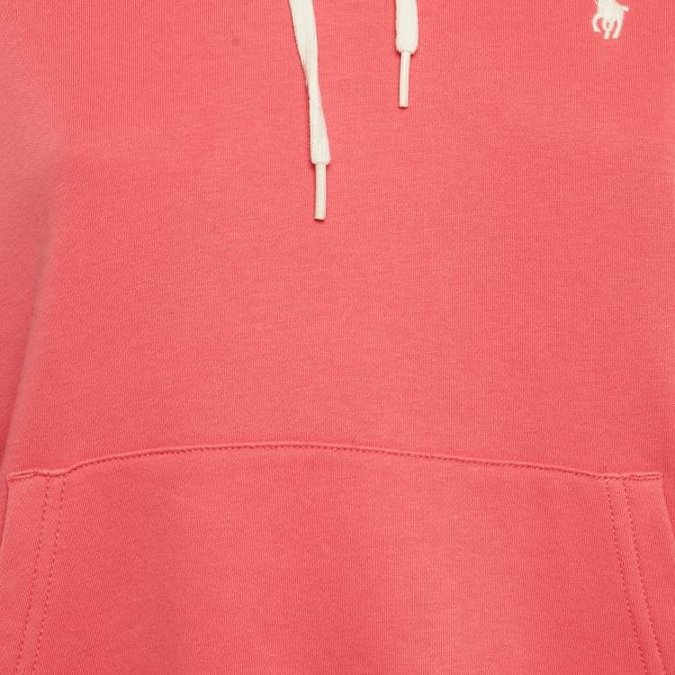 Pre Owned Polo Ralph Lauren Pink Logo Embroidered Cotton Blend Hoodie L