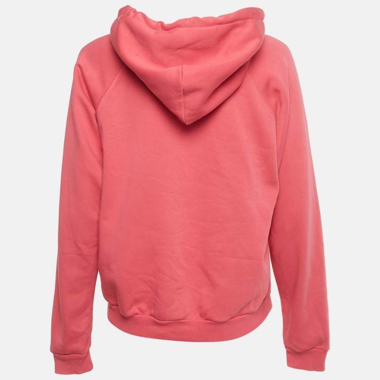 Pre Owned Polo Ralph Lauren Pink Logo Embroidered Cotton Blend Hoodie L