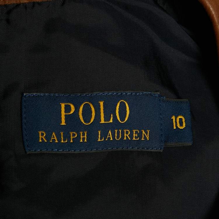 Pre Owned Polo Ralph Lauren Green /Navy Blue Plaid Leather Trim Mini Dress L