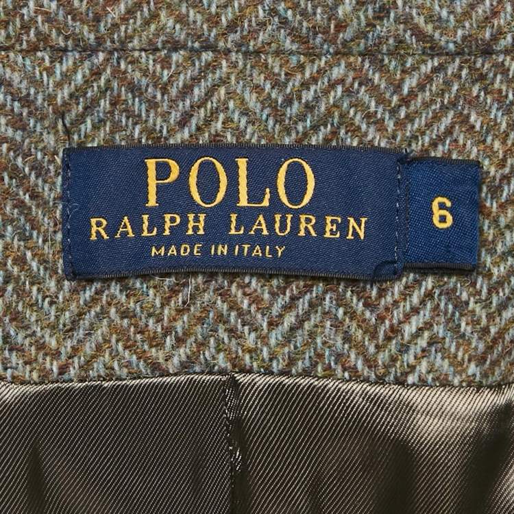 Pre Owned Polo Ralph Lauren Green Patterned Wool Single Breasted Blazer M