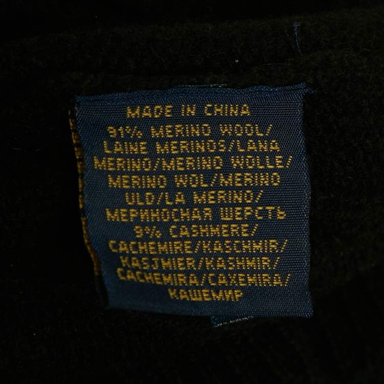 Pre Owned Polo Ralph Lauren Black Cable Knit V-Neck Sweater M