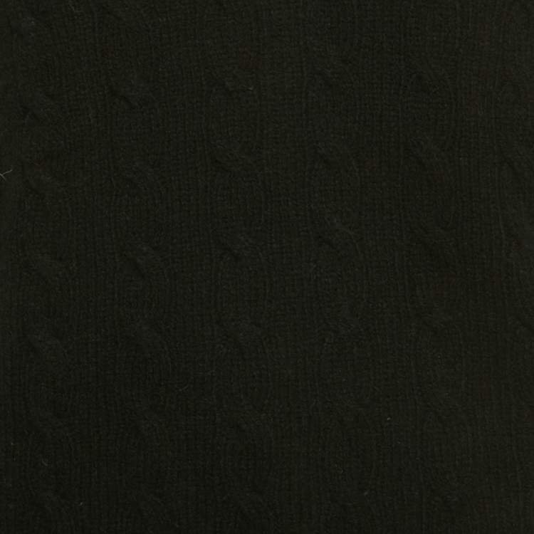 Pre Owned Polo Ralph Lauren Black Cable Knit V-Neck Sweater M