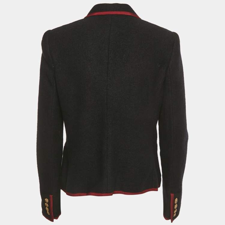 Pre Owned Polo Ralph Lauren Black Applique Knit Cricket Blazer M