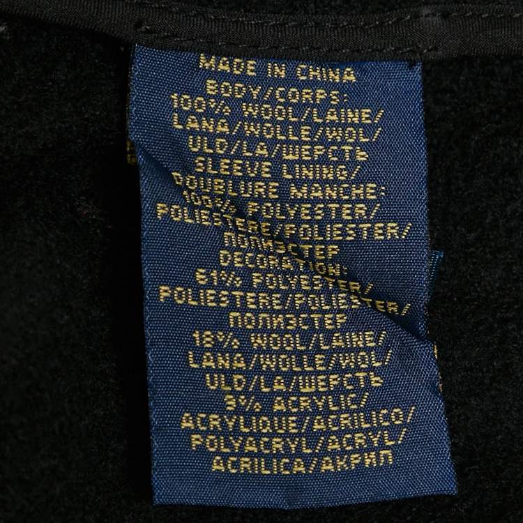 Pre Owned Polo Ralph Lauren Black Applique Knit Cricket Blazer M