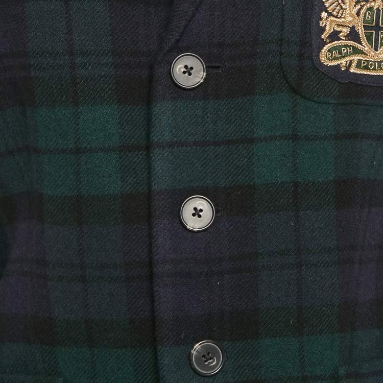 Pre Owned Polo Ralph Lauren Green/Blue Checks Wool Jacket M