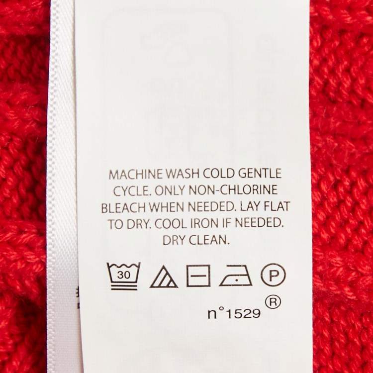 Pre Owned Polo Ralph Lauren Red Cable Knit V-Neck Sweater L