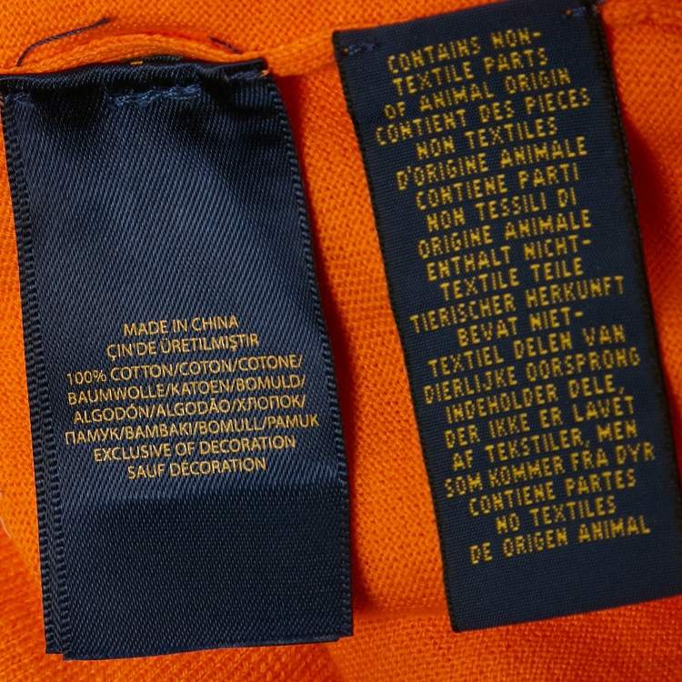 Pre Owned Polo Ralph Lauren Orange Cotton Knit Cardigan XS