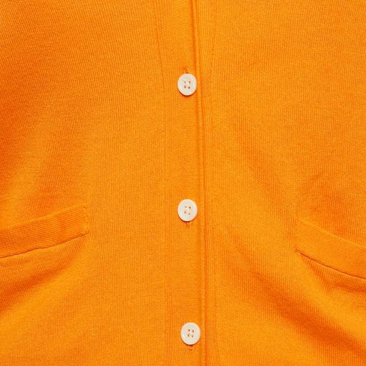 Pre Owned Polo Ralph Lauren Orange Cotton Knit Cardigan XS