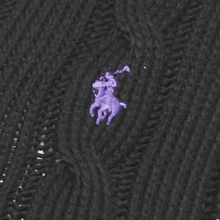 Pre Owned Polo Ralph Lauren Black Cable Knit V-Neck Sweater XS