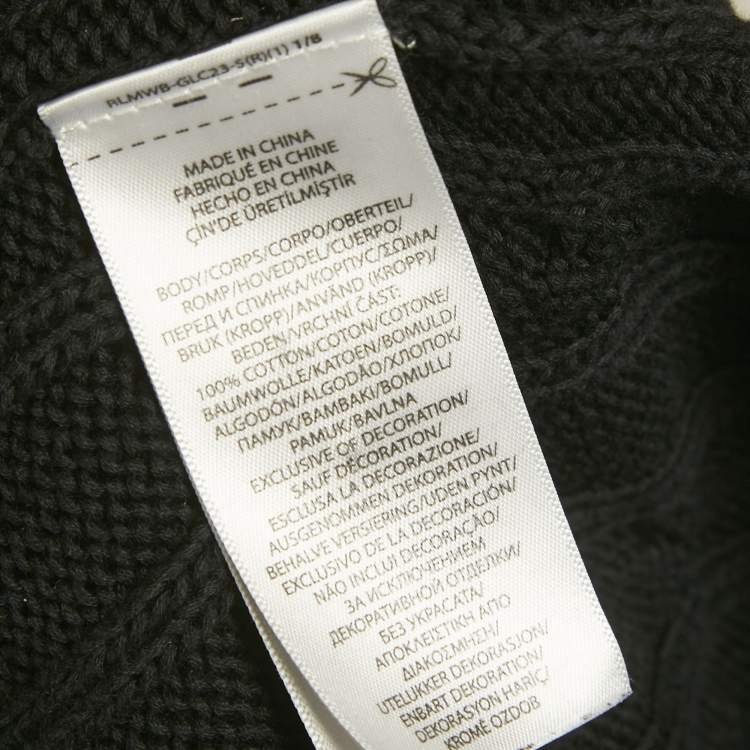 Pre Owned Polo Ralph Lauren Black Cable Knit V-Neck Sweater XS