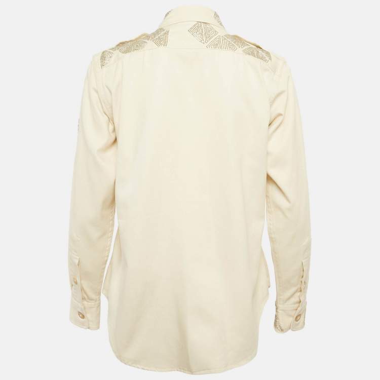 Pre Owned Polo Ralph Lauren Beige Beaded Gabardine Jacket XS