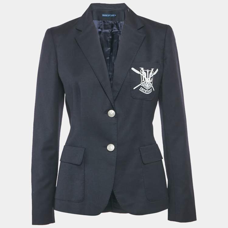 Pre Owned Ralph Lauren Navy Blue Wool Felt Rowing Club Blazer M