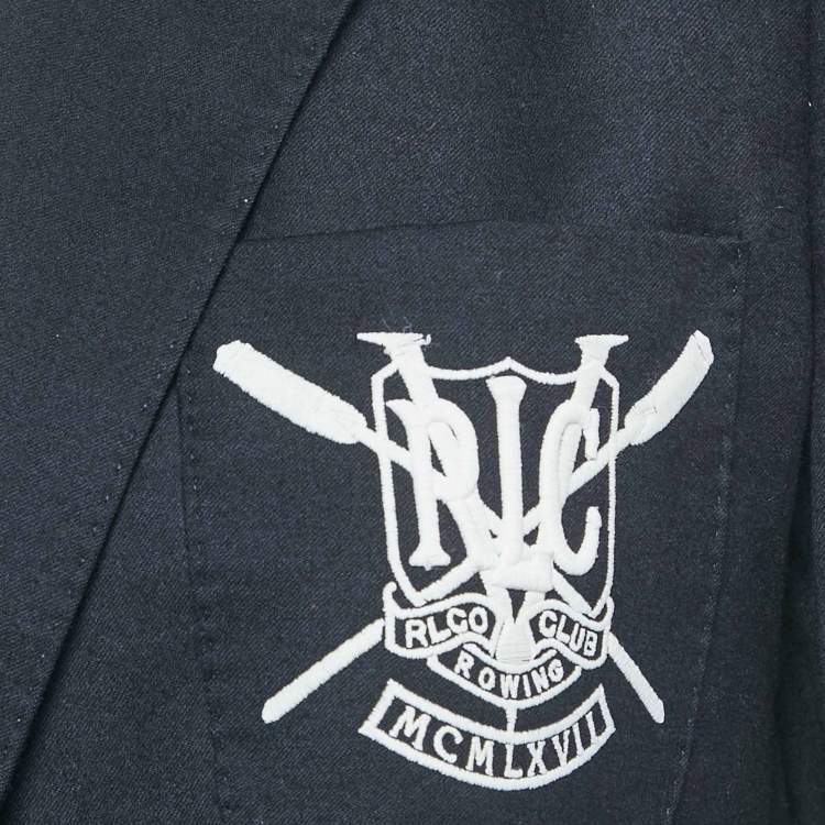 Pre Owned Ralph Lauren Navy Blue Wool Felt Rowing Club Blazer M