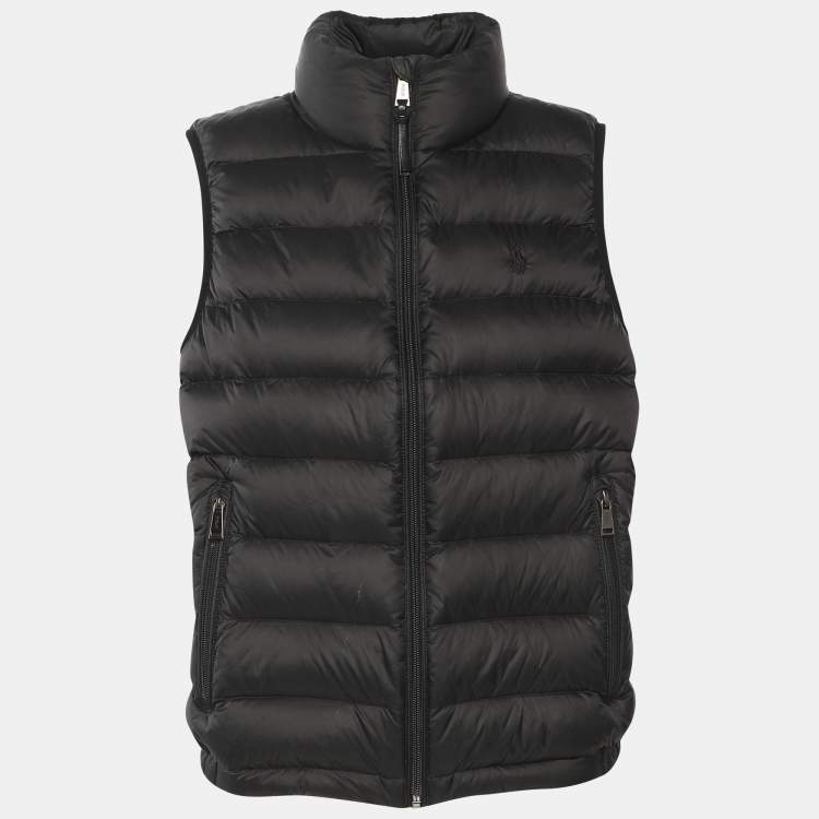 Pre Owned Polo Ralph Lauren Black Nylon Colden Packable Down Gilet Vest